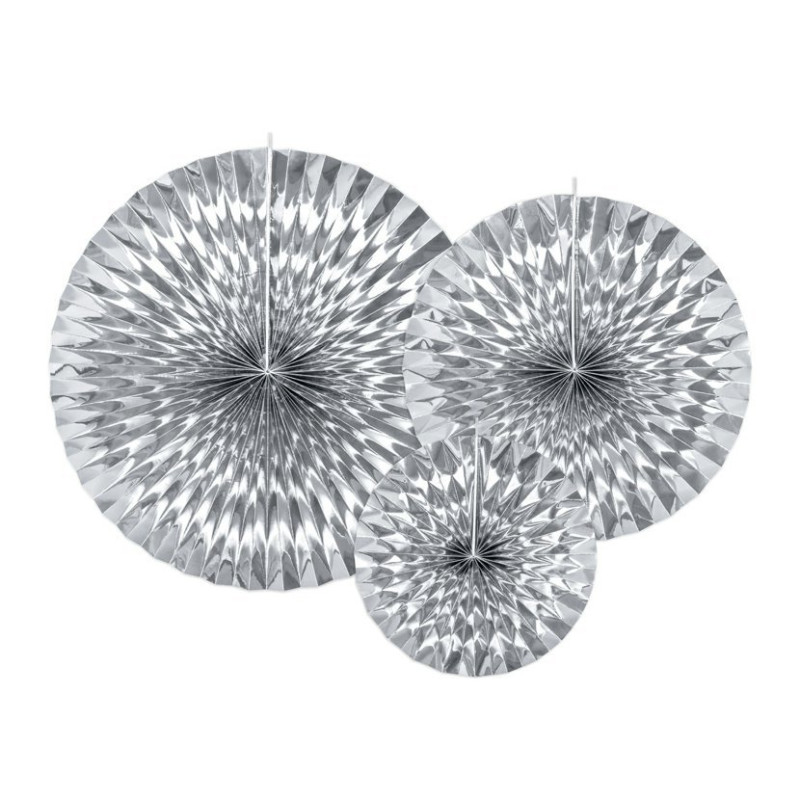 Strieborné rozety - dekorácia, 3 kusy